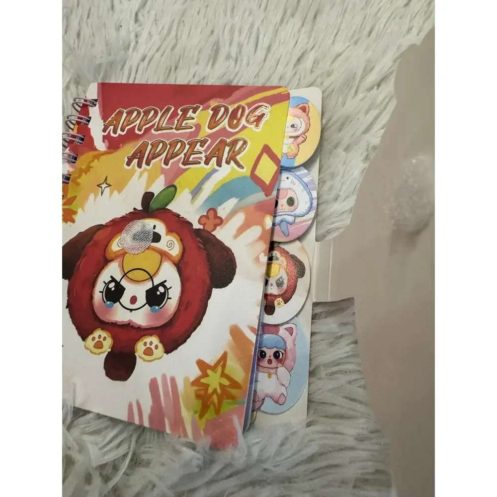 Baby Three Apple Dog A6 size spiral notebook snap closure 4 cute dividers